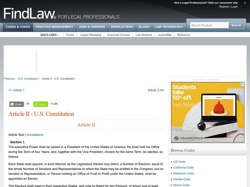 Find Law: United States Constitution: Article Ii Primary Find Law: United States Constitution: Article Ii Primary