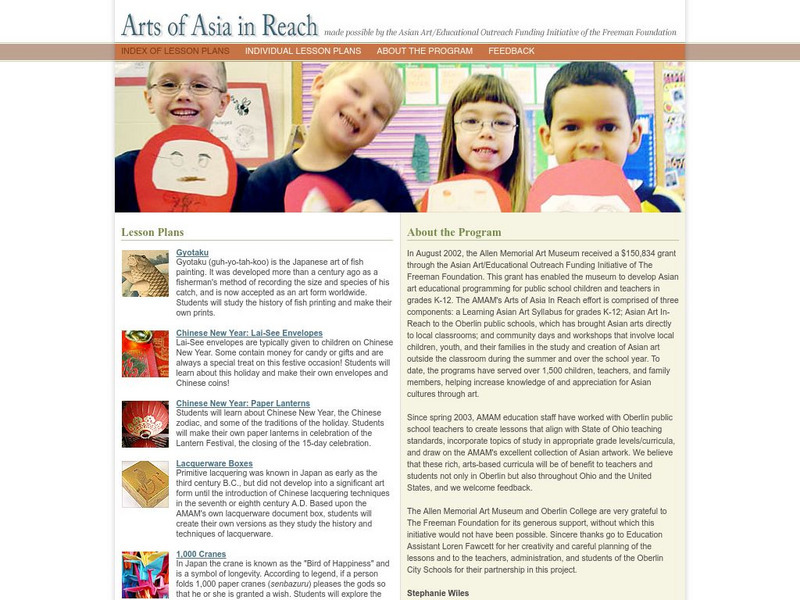 Oberlin: Arts of Asia in Reach (Lesson Plans) Lesson Plan Oberlin: Arts of Asia in Reach (Lesson Plans) Lesson Plan