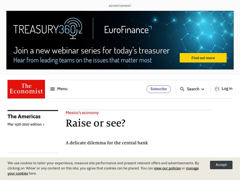 The Economist: Mexico's Economy: A Delicate Dilemma for the Central Bank Article The Economist: Mexico's Economy: A Delicate Dilemma for the Central Bank Article