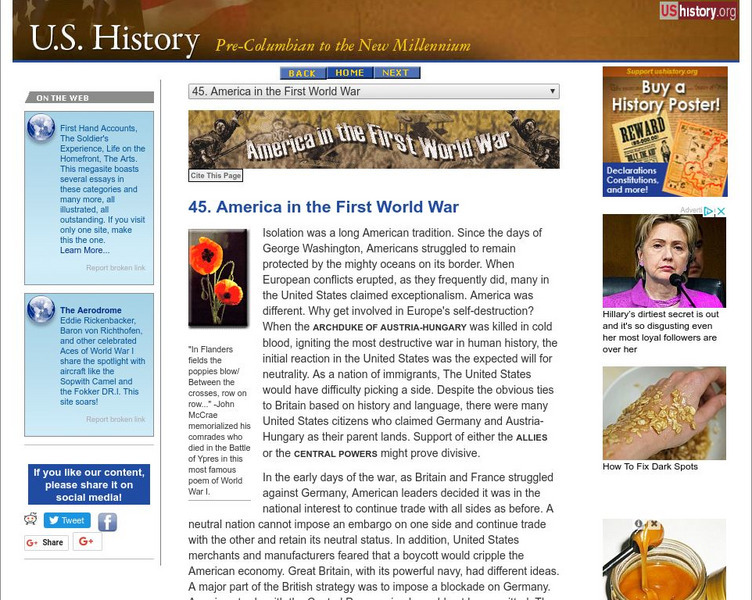 U.s. History: America in the First World War Website U.s. History: America in the First World War Website