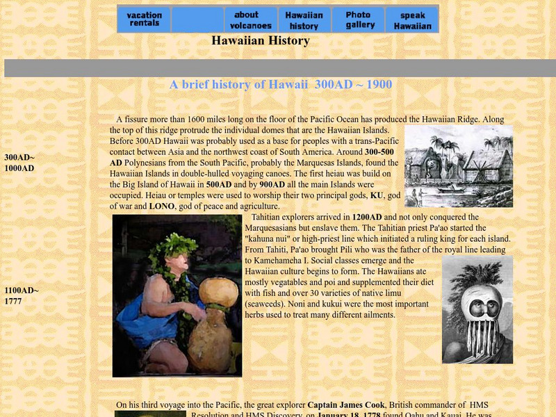 Deep Hawaii: A Brief History of Hawaii 330 Ad~1900 Handout