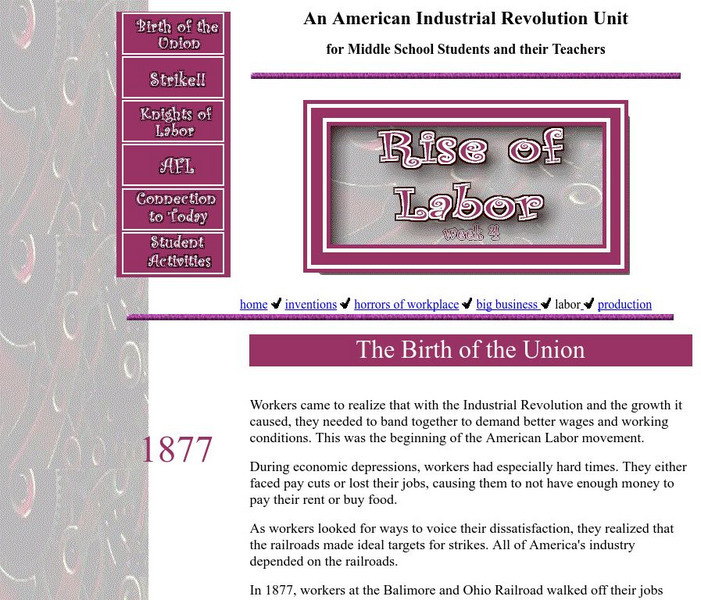 University of Houston: An American Industrial Revolution Unit: Rise of Labor Lesson Plan University of Houston: An American Industrial Revolution Unit: Rise of Labor Lesson Plan