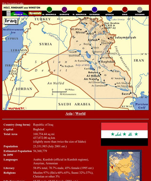 Holt, Rinehart and Winston: World Atlas: Iraq Graphic Holt, Rinehart and Winston: World Atlas: Iraq Graphic