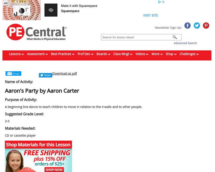 Pe Central: Dance Lesson Ideas: Aaron's Party Lesson Plan Pe Central: Dance Lesson Ideas: Aaron's Party Lesson Plan