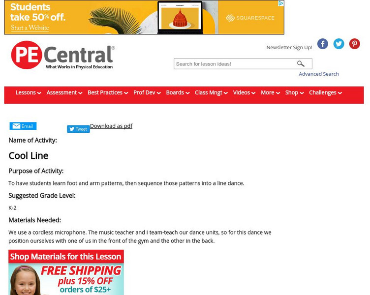 Pe Central: Dance Lesson Ideas: Cool Line Lesson Plan Pe Central: Dance Lesson Ideas: Cool Line Lesson Plan