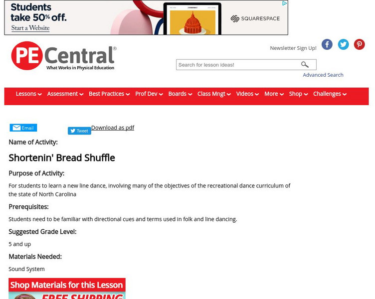 Pe Central: Shortenin' Bread Shuffle Lesson Plan Pe Central: Shortenin' Bread Shuffle Lesson Plan