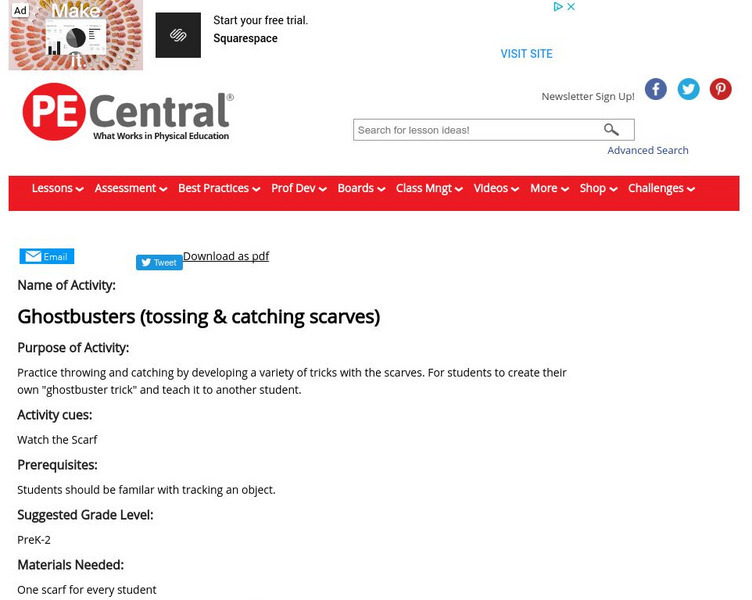 Pe Central: Ghostbusters (Tossing & Catching Scarves) Lesson Plan
