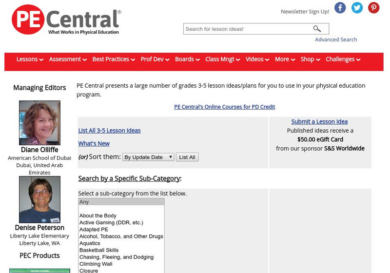 Pe Central: Pe Central: 3 5 Lesson Idea Menu Lesson Plan Pe Central: Pe Central: 3 5 Lesson Idea Menu Lesson Plan