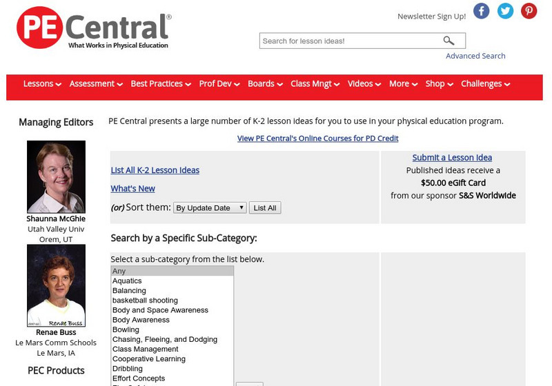 Pe Central: Pe Central: K 2 Lesson Idea Menu Lesson Plan Pe Central: Pe Central: K 2 Lesson Idea Menu Lesson Plan