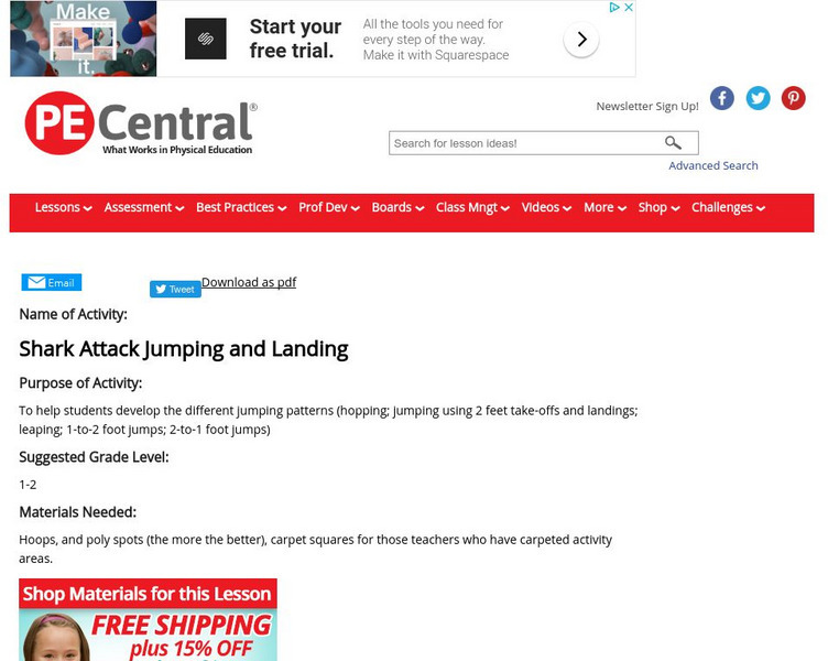 Pe Central: K 2 Pe Lesson Ideas: Shark Attack Lesson Plan Pe Central: K 2 Pe Lesson Ideas: Shark Attack Lesson Plan