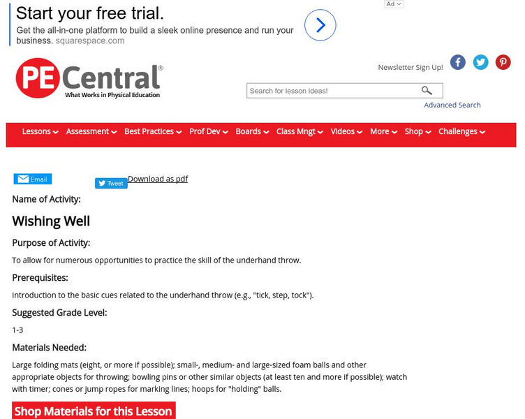 Pe Central: K 2 Pe Lesson Ideas: Wishing Well Lesson Plan Pe Central: K 2 Pe Lesson Ideas: Wishing Well Lesson Plan