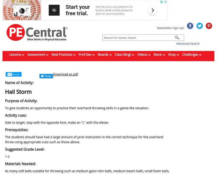 Pe Central: K 2 Pe Lesson Ideas: Hail Storm Lesson Plan Pe Central: K 2 Pe Lesson Ideas: Hail Storm Lesson Plan
