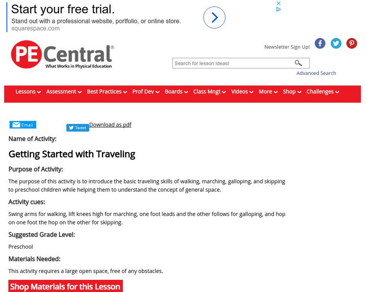 Pe Central: Getting Started With Traveling Lesson Plan Pe Central: Getting Started With Traveling Lesson Plan