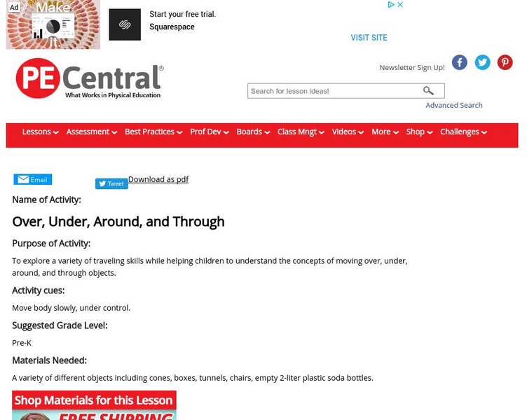 Pe Central: Pe Lesson Ideas: Over, Under, Around, and Through Lesson Plan Pe Central: Pe Lesson Ideas: Over, Under, Around, and Through Lesson Plan