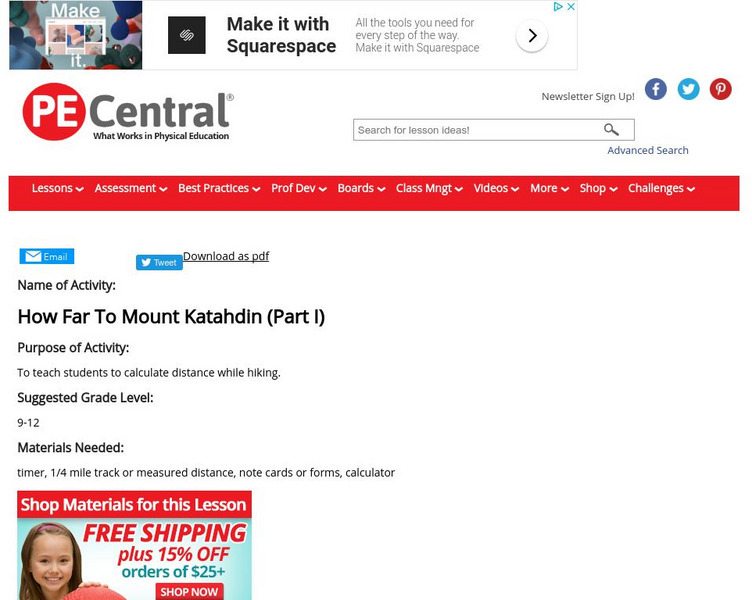 Pe Central: Pe Lesson Ideas: How Far to Mount Katahdin Lesson Plan Pe Central: Pe Lesson Ideas: How Far to Mount Katahdin Lesson Plan