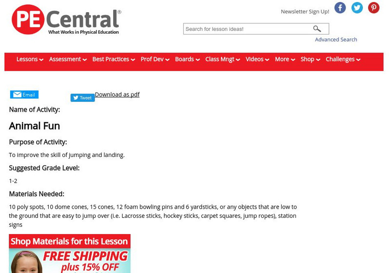 Pe Central: K 2 Pe Lesson Ideas: Animal Fun Lesson Plan Pe Central: K 2 Pe Lesson Ideas: Animal Fun Lesson Plan