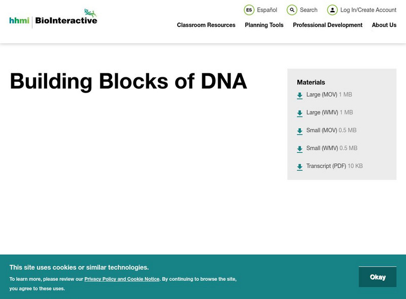 Hhmi: Biointeractive: Building Blocks of Dna Instructional Video Hhmi: Biointeractive: Building Blocks of Dna Instructional Video