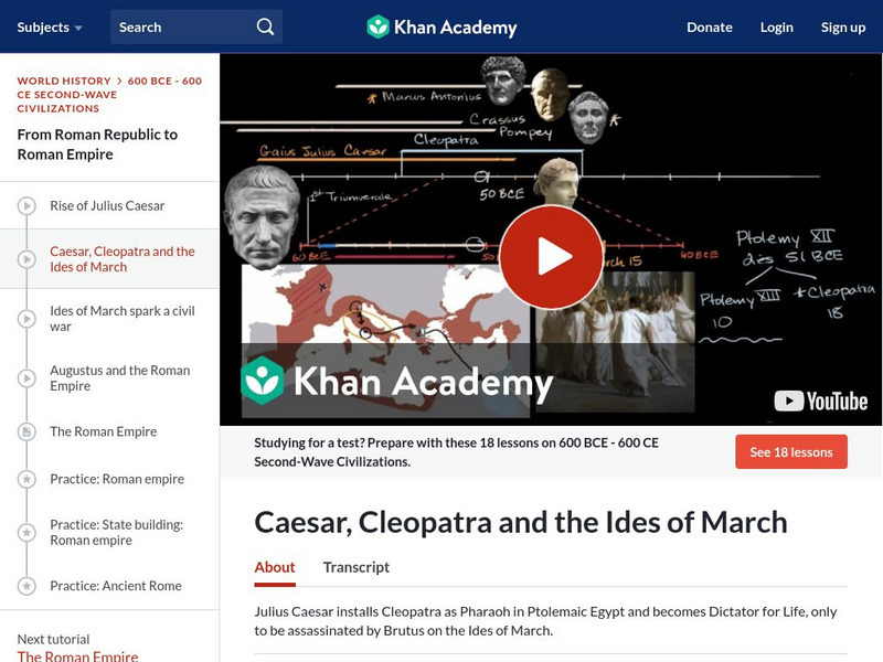 Khan Academy: Caesar, Cleopatra and the Ides of March Instructional Video Khan Academy: Caesar, Cleopatra and the Ides of March Instructional Video