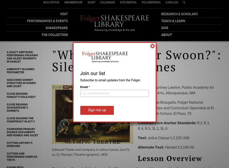Folger Shakespeare Library: Silent Caesar Scenes Lesson Plan Folger Shakespeare Library: Silent Caesar Scenes Lesson Plan