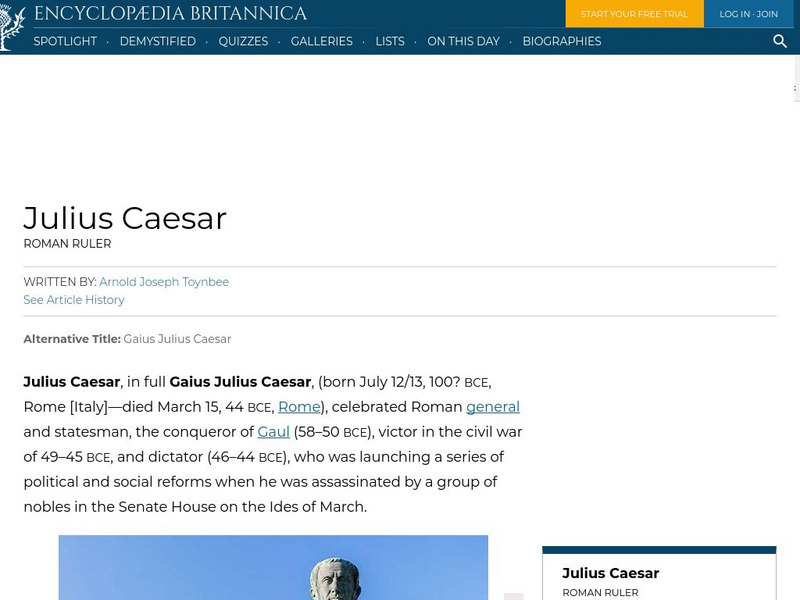 Encyclopedia Britannica: Julius Caesar Website Encyclopedia Britannica: Julius Caesar Website