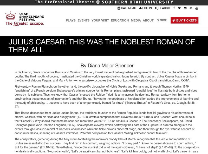 Utah Shakespeare Festival: Julius Caesar: This Was the Noblest Roman of Them All Article Utah Shakespeare Festival: Julius Caesar: This Was the Noblest Roman of Them All Article