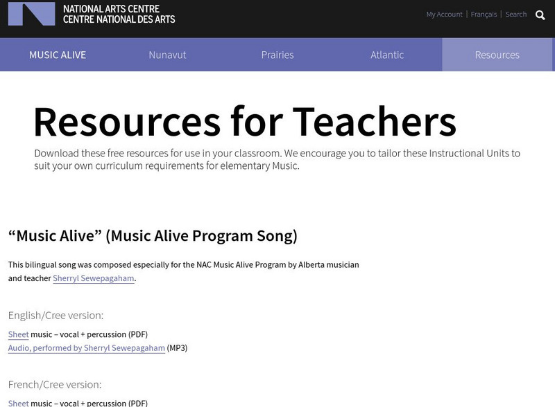 National Arts Centre: Music Resources for Teachers Lesson Plan National Arts Centre: Music Resources for Teachers Lesson Plan