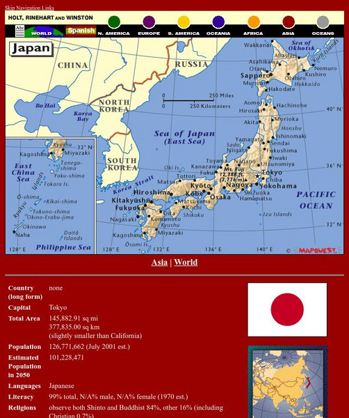 Holt, Rinehart and Winston: World Atlas: Japan Graphic Holt, Rinehart and Winston: World Atlas: Japan Graphic
