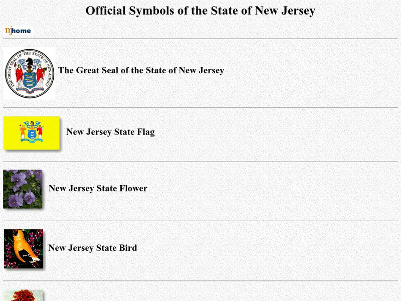 State of New Jersey: Official Symbols of the State of New Jersey Handout State of New Jersey: Official Symbols of the State of New Jersey Handout