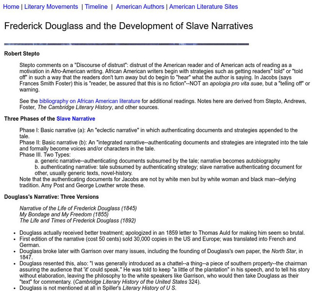 Washington State University: Douglass and Development of Slave Narrative Primary Washington State University: Douglass and Development of Slave Narrative Primary