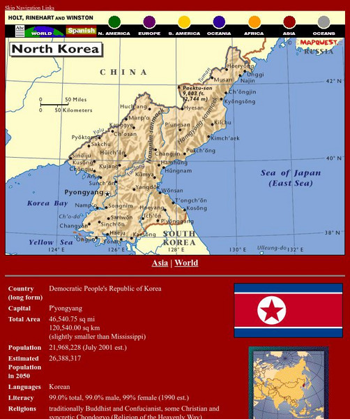 Holt, Rinehart and Winston: World Atlas: North Korea Graphic Holt, Rinehart and Winston: World Atlas: North Korea Graphic