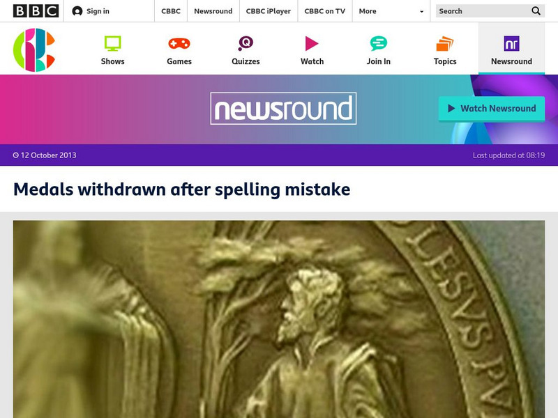 Bbc Newsround: Medals Withdrawn After Spelling Mistake Article Bbc Newsround: Medals Withdrawn After Spelling Mistake Article