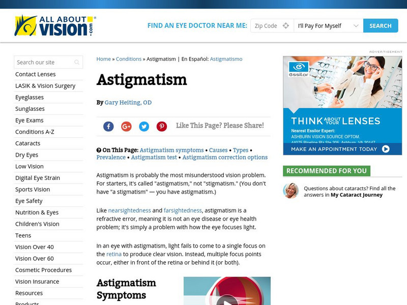 All About Vision: Astigmatism Handout All About Vision: Astigmatism Handout
