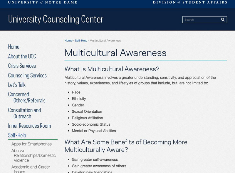 University Counseling Center: What Is Multicultural Awareness? Website University Counseling Center: What Is Multicultural Awareness? Website