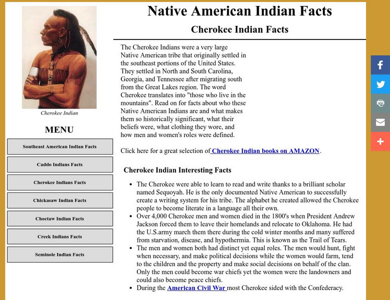 Southeast American Indian Facts: Cherokee Indian Facts Handout Southeast American Indian Facts: Cherokee Indian Facts Handout