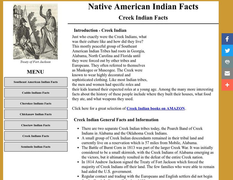 Southeast American Indian Facts: Creek Indians Facts Handout Southeast American Indian Facts: Creek Indians Facts Handout