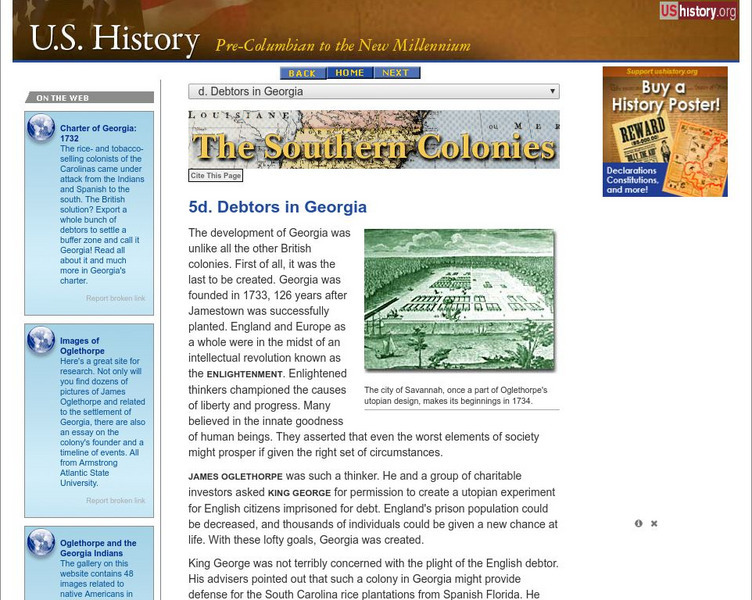 U.s. History: Southern Colonies: Debtors in Georgia Website