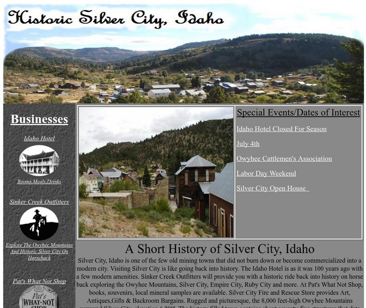 Historic Silver City, Idaho: A Short History of Silver City Website