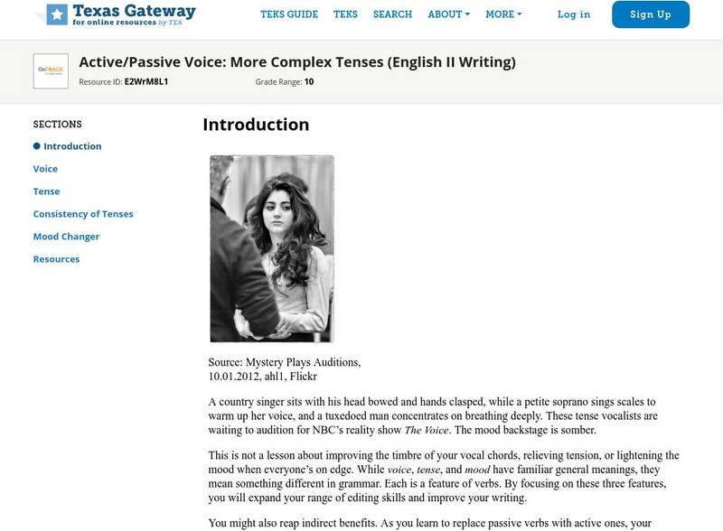 Texas Gateway: Active and Passive Voice More Complex Tenses Unit Plan Texas Gateway: Active and Passive Voice More Complex Tenses Unit Plan