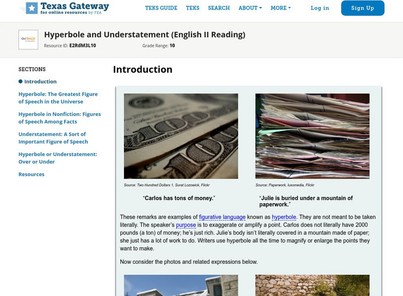 Texas Gateway: Hyperbole and Understatement (English Ii Reading) Unit Plan Texas Gateway: Hyperbole and Understatement (English Ii Reading) Unit Plan
