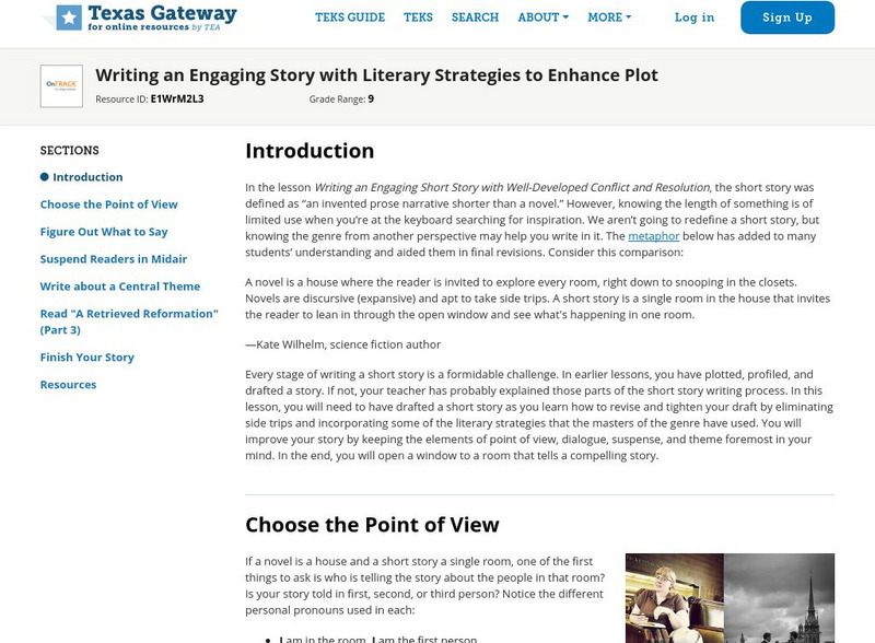 Texas Gateway: Writing Engaging Stories With Literary Strategies to Enhance Plot Unit Plan Texas Gateway: Writing Engaging Stories With Literary Strategies to Enhance Plot Unit Plan
