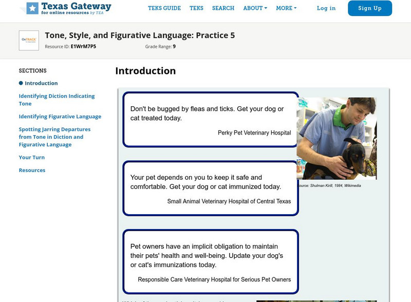 Texas Gateway: Tone, Style, and Figurative Language: Practice 5 Unit Plan Texas Gateway: Tone, Style, and Figurative Language: Practice 5 Unit Plan