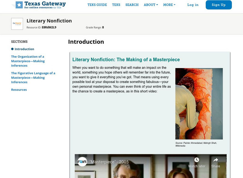 Texas Gateway: Literary Nonfiction Unit Plan Texas Gateway: Literary Nonfiction Unit Plan