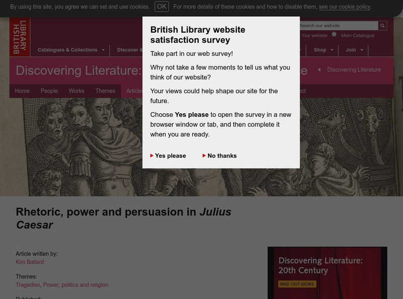 British Library: Rhetoric, Power and Persuasion in Julius Caesar Article British Library: Rhetoric, Power and Persuasion in Julius Caesar Article