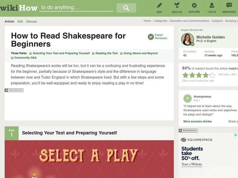 Wiki How: How to Read Shakespeare for Beginners Unit Plan Wiki How: How to Read Shakespeare for Beginners Unit Plan