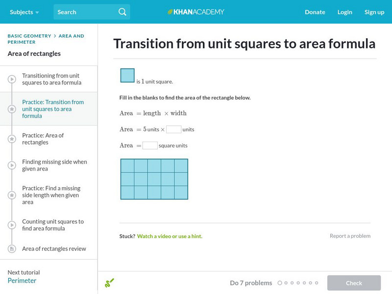 Khan Academy: Transition From Unit Squares to Area Formula Unit Plan Khan Academy: Transition From Unit Squares to Area Formula Unit Plan