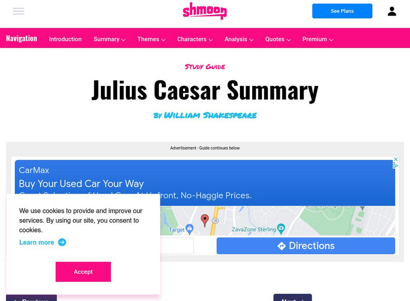 Shmoop: Julius Caesar Summary Handout Shmoop: Julius Caesar Summary Handout