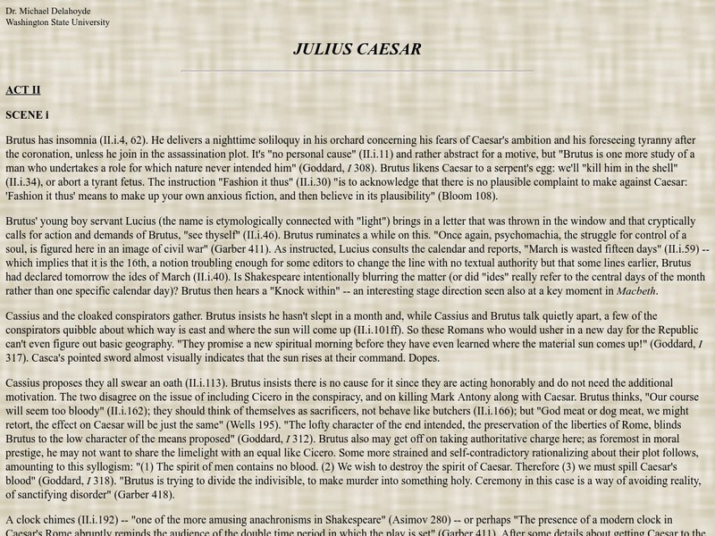 Washington State University: Julius Caesar: Act Ii Handout Washington State University: Julius Caesar: Act Ii Handout