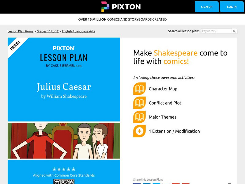 Pixton: Julius Caesar by William Shakespeare Lesson Plan Pixton: Julius Caesar by William Shakespeare Lesson Plan