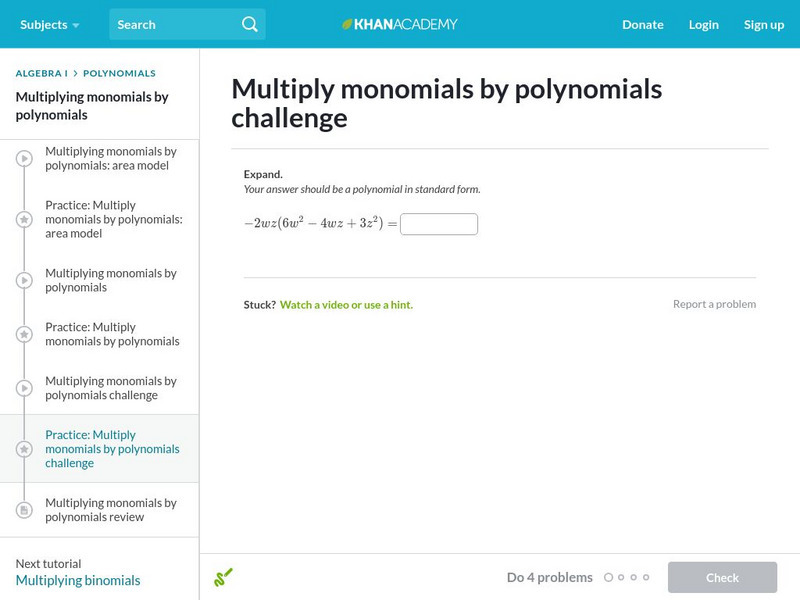Khan Academy: Multiply Monomials by Polynomials Challenge Unit Plan