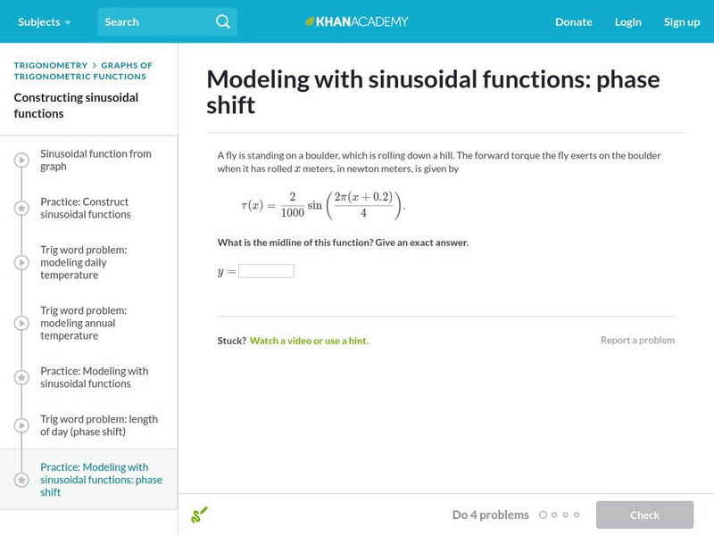 Khan Academy: Modeling With Sinusoidal Functions: Phase Shift Unit Plan